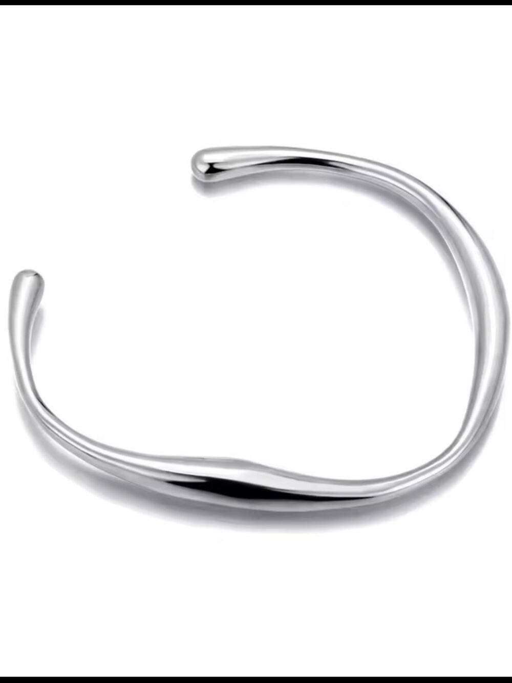 Sterling Silver Plated Stainless Steel Wave Cuff Bracelet Minimalist Bangle